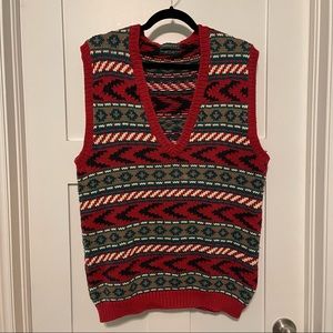 Vintage cricket size large hand framed multi print striped 100% cotton vest!